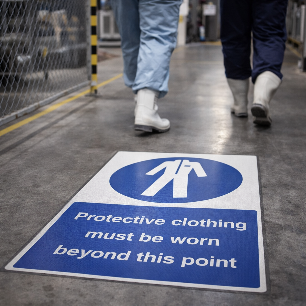 Protective Floor Graphic – 400mm x 600mm – Polycarbonate – Industrial Use
