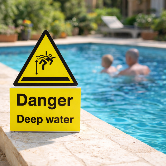 Danger Deep Water Safety Signs – 1mm Rigid Plastic – Indoor/Outdoor Use