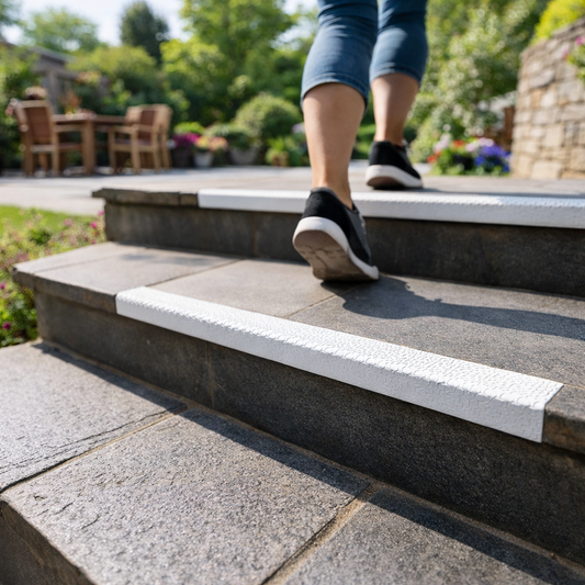 Anti-Slip Stair Nosing – 3mm Thick White – GRP Material – Indoor/Outdoor Use