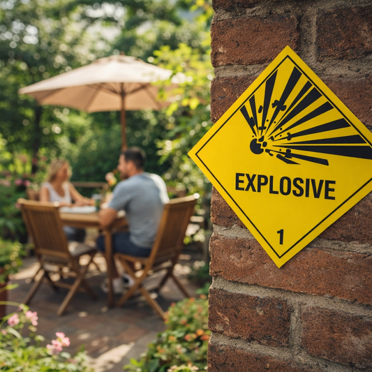 Explosive Symbol Warning Signs – 1mm Rigid Plastic – Indoor/Outdoor Use