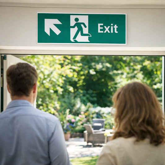 Exit Signs with Running Man – Arrow Up/Left – Safety Signage – Indoor/Outdoor