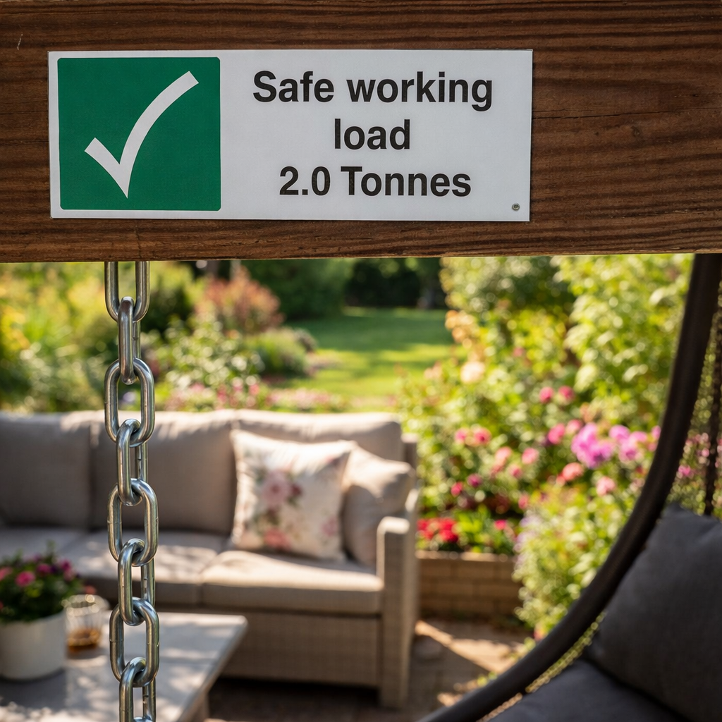 Safe Working Load 2.0 Tonnes Safety Sign – 1mm Rigid Plastic & Vinyl – Indoor/Outdoor Use