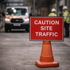 Reflective Traffic Cone Sign – 600mm x 450mm – Polypropylene – Site Safety