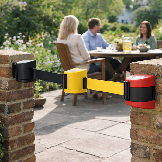 Wall Mounted Retractable Barriers – 7.6m – Industrial Use