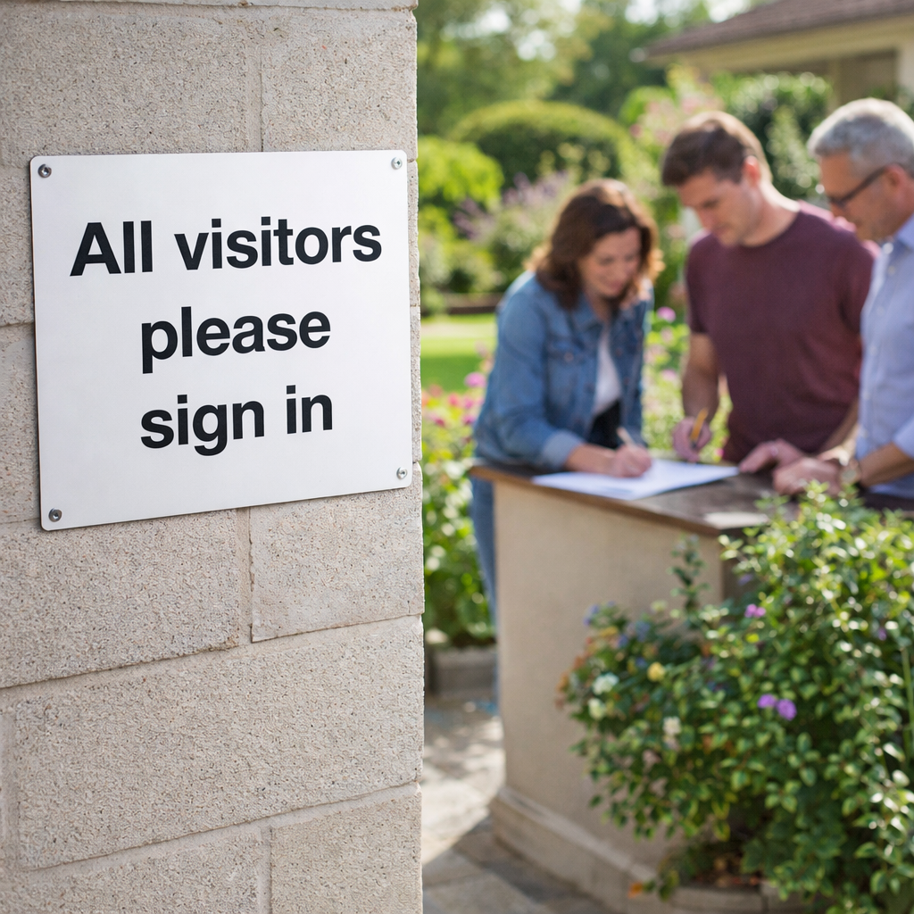 All Visitors Please Sign In Safety Sign – 1mm Rigid Plastic – Durable & Weather Resistant – Indoor/Outdoor