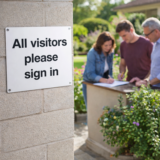 All Visitors Please Sign In Safety Sign – 1mm Rigid Plastic – Durable & Weather Resistant – Indoor/Outdoor