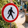 Pedestrians Prohibited Reflective Traffic Sign (Class RA1) – 600mm Diameter – Aluminium Composite RA1 – Outdoor Use