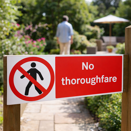 No Thoroughfare Safety Sign – 1mm Rigid Plastic – Indoor/Outdoor Use
