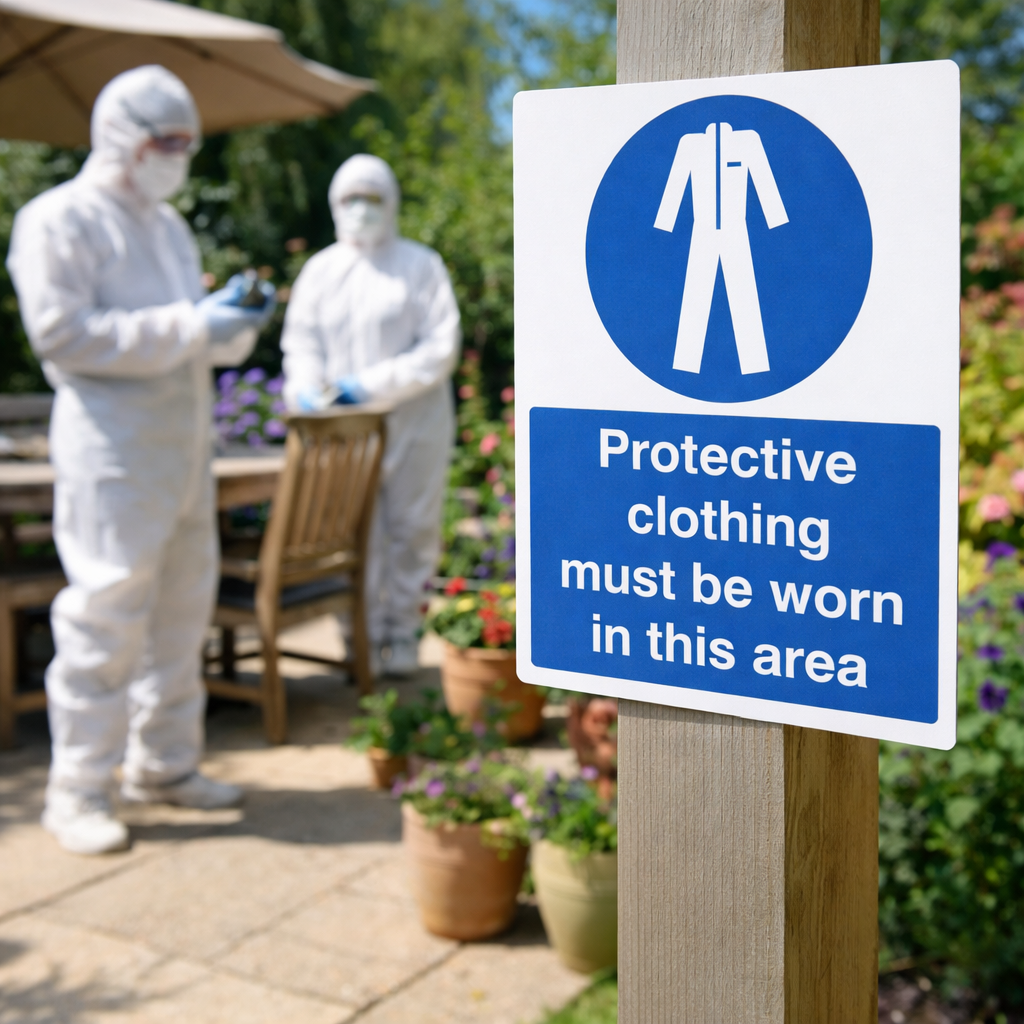 Safety Sign – Protective Clothing Must Be Worn – 1mm Rigid Plastic – Indoor/Outdoor Use