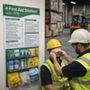 First Aid Station with PPE Poster – 6mm Rigid Plastic – Workplace Safety