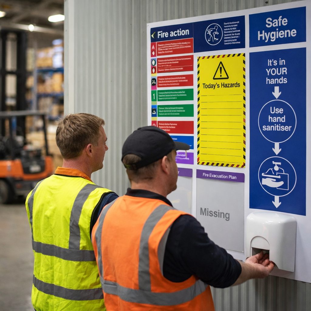 Compact Safety Notice Board – 1000mm x 1420mm – Rigid Correx Plastic – Industrial Use