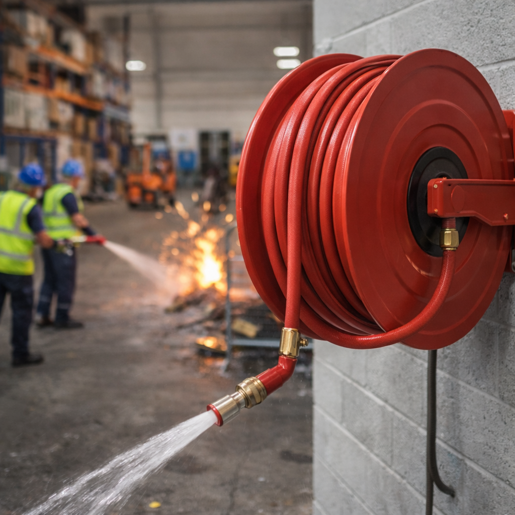 Automatic Fire Hose Reels – 30m x 19mm – Metal Construction – Industrial Use