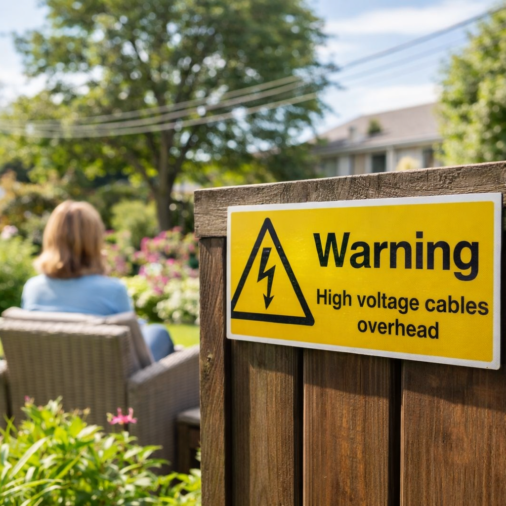 High Voltage Cables Overhead Safety Sign – Rigid Plastic – Indoor/Outdoor Use