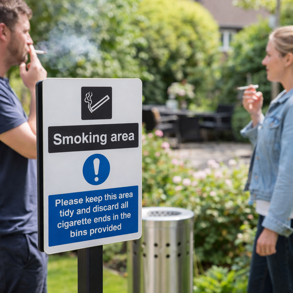 Smoking Area Signage – 1mm Rigid Plastic – Indoor/Outdoor Use