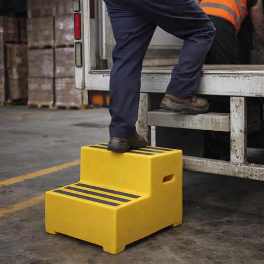 2 Step Safety Steps – Yellow – Heavy Duty Polyethylene – Industrial Use