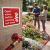 Open Valve Safety Sign – 150mm x 150mm – Self Adhesive Vinyl – Indoor/Outdoor