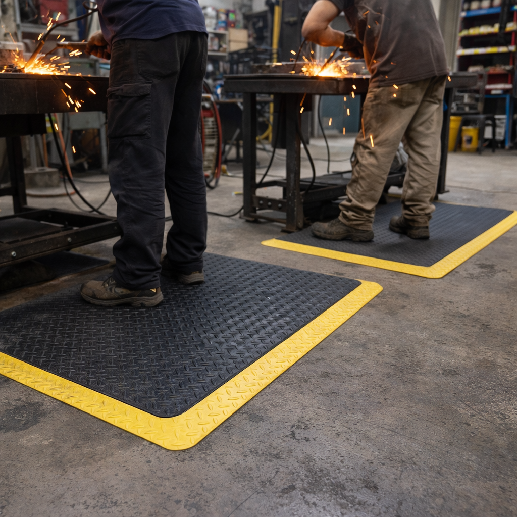 Diamond Tread Anti-Fatigue Welding Mats – Industrial Grade – Workplace Safety