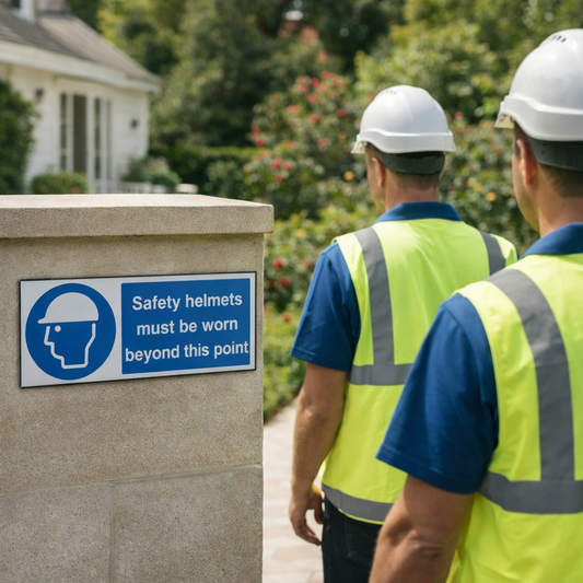 Safety Helmet Mandatory Signs – Rigid Plastic & Vinyl – Indoor/Outdoor Use