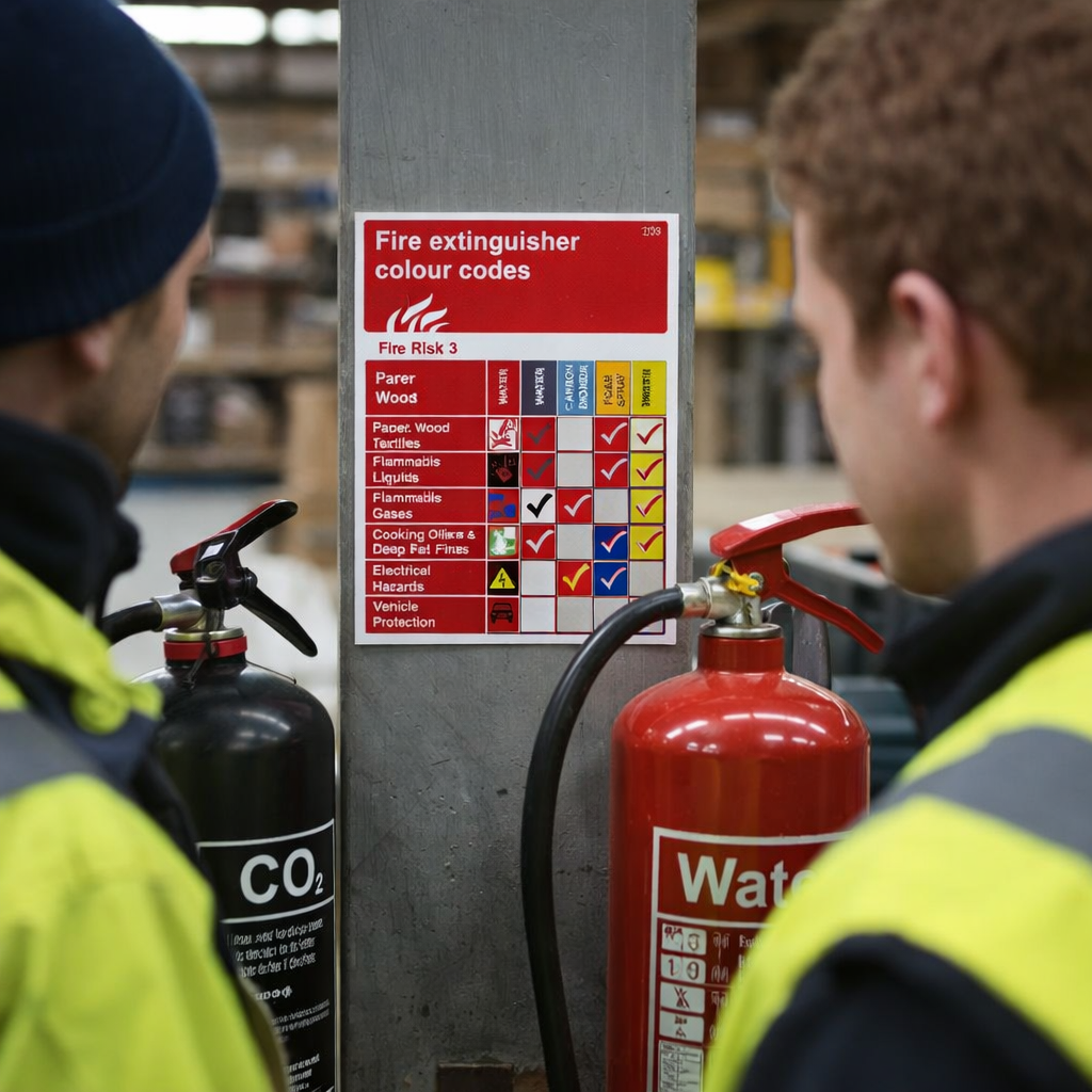 Fire Extinguisher Colour Codes Pocket Guide – 75mm x 90mm – Semi-Rigid PVC – Industrial