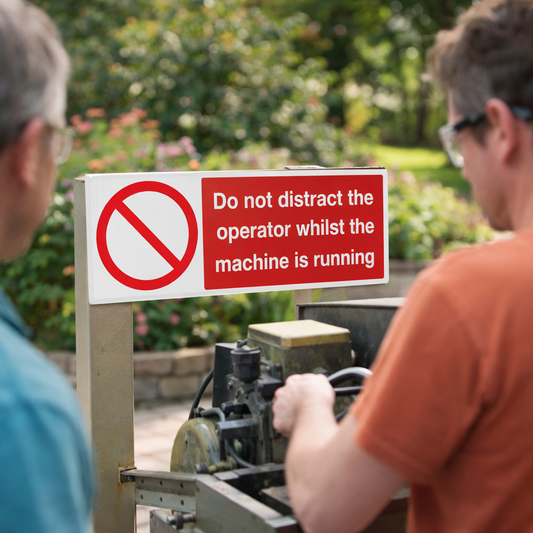 Do Not Distract the Operator Whilst Machine Is Running Safety Sign – 1mm Rigid Plastic – Indoor/Outdoor Use