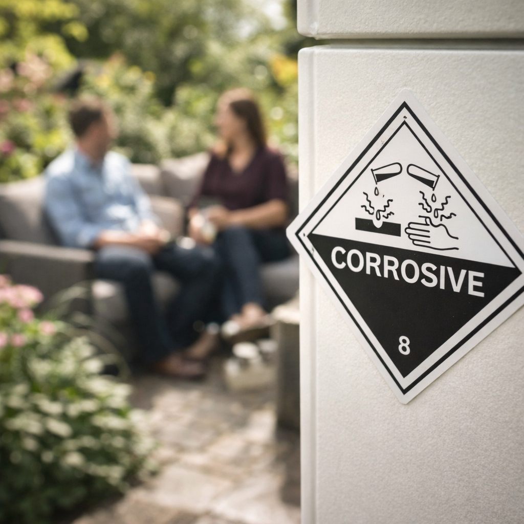 Hazard Warning Diamond – Corrosive 8 – 1mm Rigid Plastic – Indoor/Outdoor