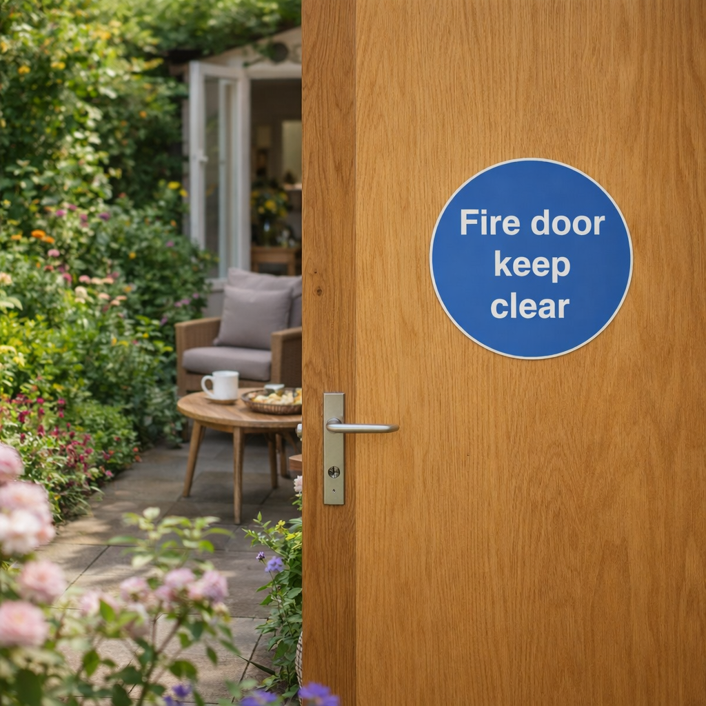Fire Door Keep Clear Sign – 1mm Rigid Plastic – Indoor/Outdoor Use