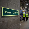 Room Number ID Signs with Arrow Right – 450mm x 150mm – Glow-in-the-Dark – Multi-Storey