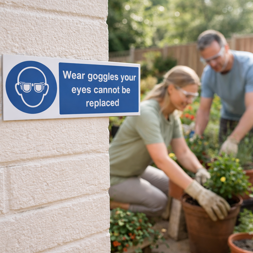 Wear Goggles Your Eyes Cannot Be Replaced Safety Sign – 1mm Rigid Plastic – Indoor/Outdoor Use