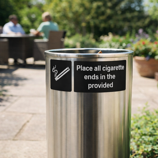 Cigarette Disposal Signs – 1mm Rigid Plastic & Vinyl – Indoor/Outdoor Use