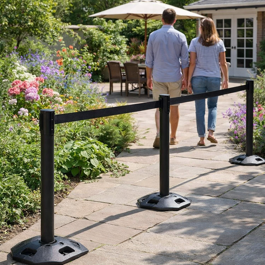 Outdoor Retractable Barriers – 3.4m Twin Webbing – Industrial Use