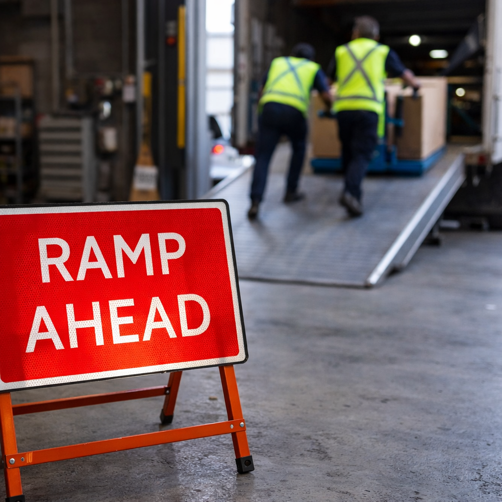 Ramp Ahead Reflective Temporary Road Signs – Class RA1 Reflective – Traffic Management
