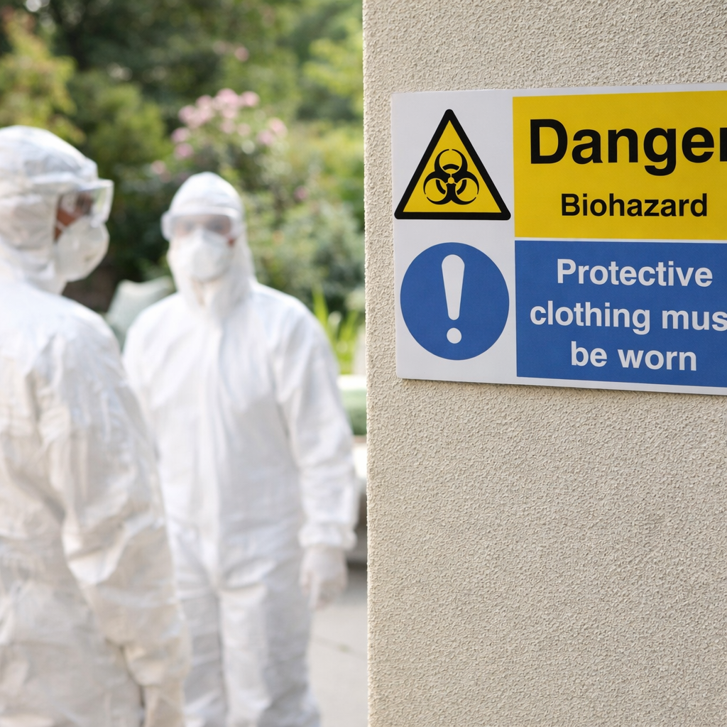 Safety Sign – Protective Clothing Must Be Worn – 1mm Rigid Plastic – Indoor/Outdoor