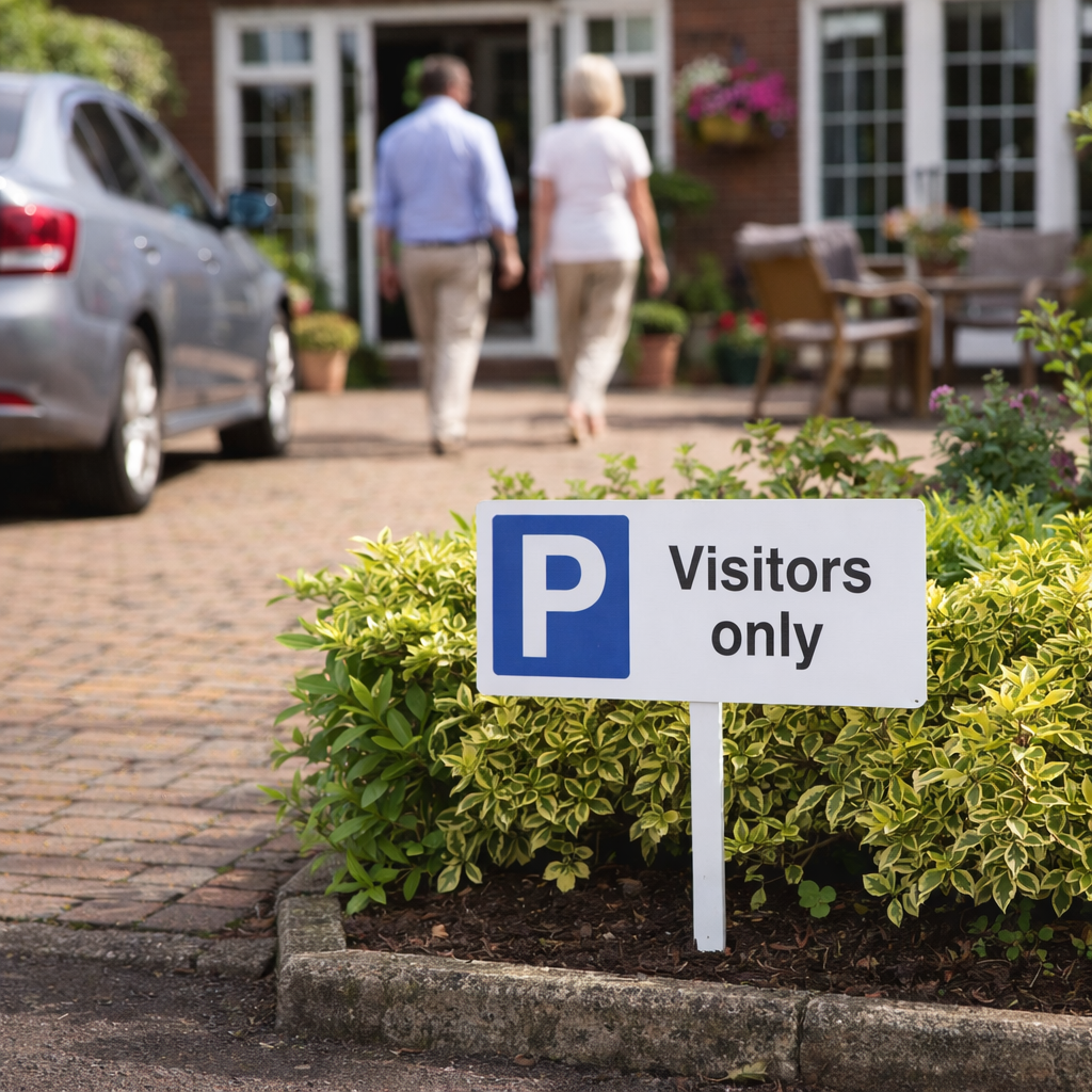 Visitors Only Parking Verge Sign – 450mm x 150mm – 2mm Aluminium – Outdoor Use