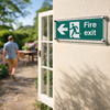 Fire Exit Left Visual Impact Sign – 450mm x 150mm – Clear Acrylic – Indoor/Outdoor Use