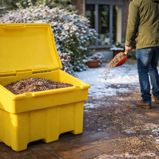 Grit Bin – 350 Litre Yellow – UV Resistant Polyethylene – Outdoor Use