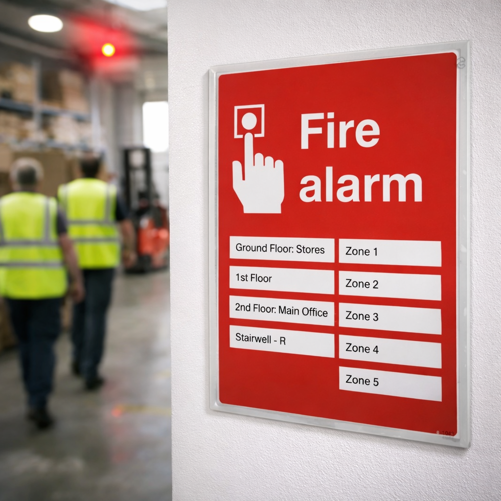 Fire Alarm Zones Sign – 215mm x 310mm – 3mm PVC – Indoor Safety