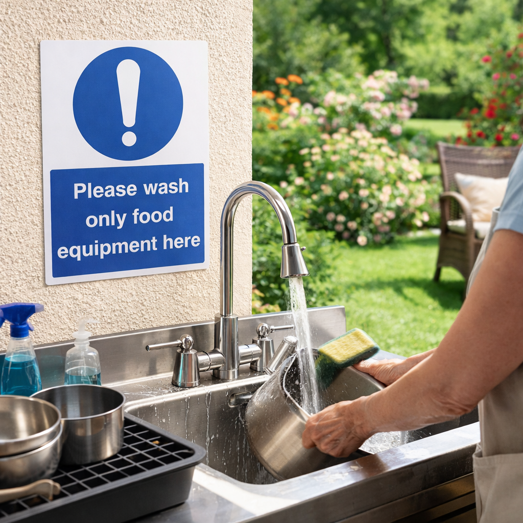 Please Wash Only Food Equipment Here Safety Signs – Rigid Plastic & Vinyl – Indoor/Outdoor Use