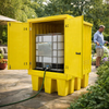 Steel Covered Single IBC Pallet – Lockable Doors – Industrial Grade – Outdoor Use