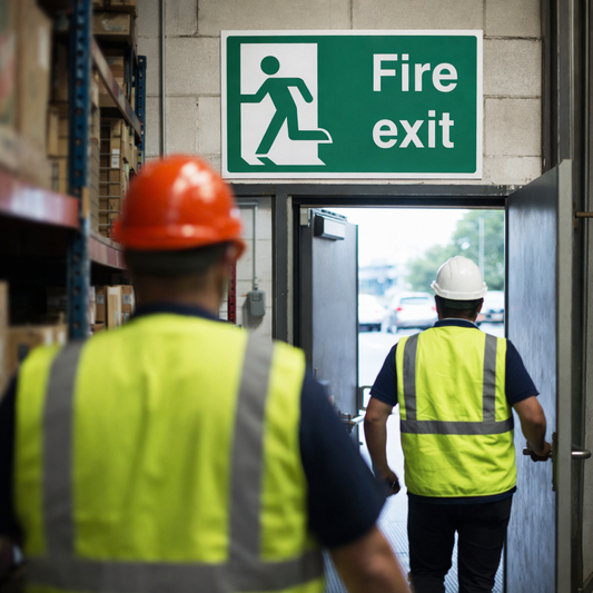 Fire Exit Sign – Final Exit Left with Running Man – Safety Signage – Commercial Use