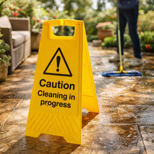 Caution Cleaning in Progress Sign – 300mm x 600mm – Polypropylene – Indoor/Outdoor