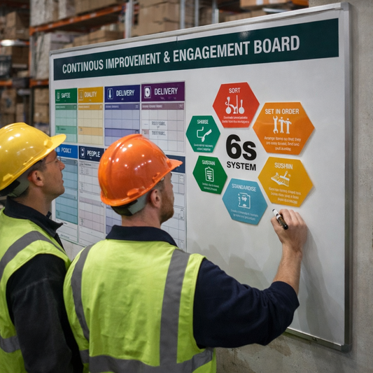 SQDCIP Improvement & Engagement Magnetic Dry Wipe Board with Near Miss – 1200mm x 1500mm – Aluminium Frame – Industrial Use