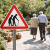 Elderly/Disabled Pedestrians Reflective Traffic Sign – 600mm Triangle – Aluminium Composite RA1 – Outdoor Use