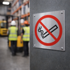 No Smoking Symbol – 140mm x 140mm – Brushed Aluminium – Indoor Use