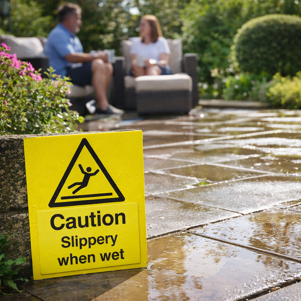 Caution Slippery When Wet Sign – 1mm Rigid Plastic – Indoor/Outdoor