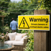 Safety Sign – Warning Drivers Beware Overhead Cables – 1mm Rigid Plastic – Indoor/Outdoor Use