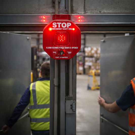 Exit Stopper Door Alarms – For Double Doors – Key Operated – Commercial Use