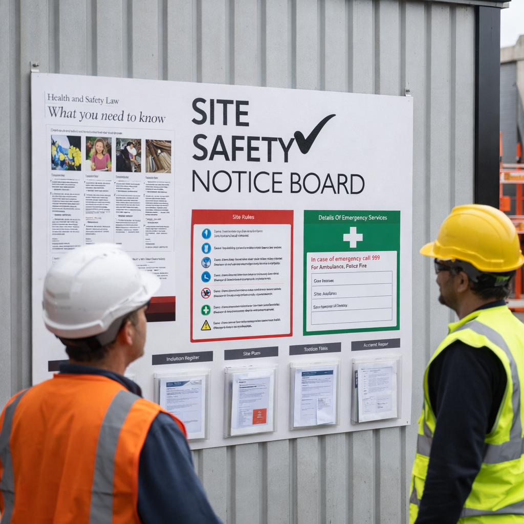 Construction Site Safety Notice Boards – 1800mm x 1000mm – 6mm Rigid Plastic – Industrial Use