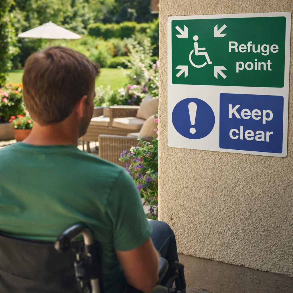 Refuge Point Safety Signs – Clear Message – Indoor/Outdoor Use