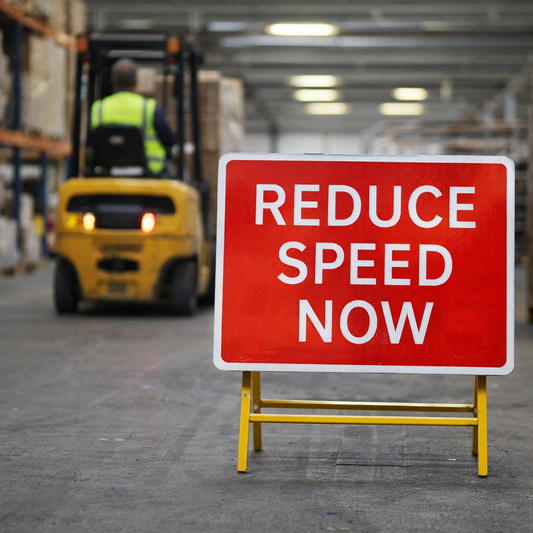 Reduce Speed Now Reflective Temporary Road Traffic Sign – Class RA1 – Zintec Plate – Industrial Use