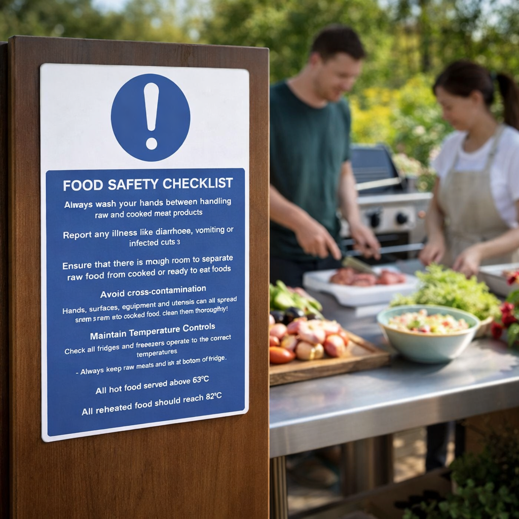 Food Safety Checklist Signs – 1mm Rigid Plastic – Indoor/Outdoor Use